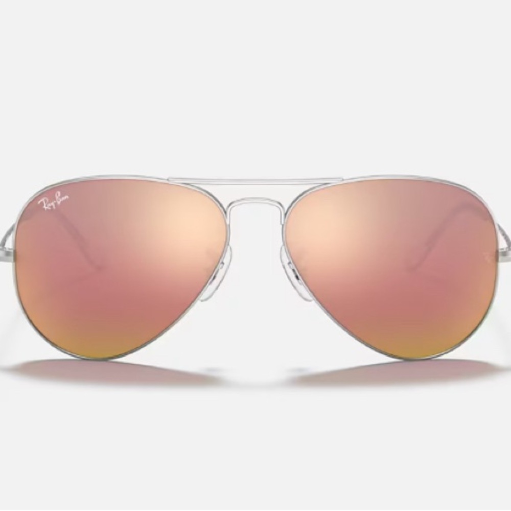 Rose Gold / Copper Ray-Ban Aviator Flash Lenses Sunglasses with Case - Picture 3 of 12